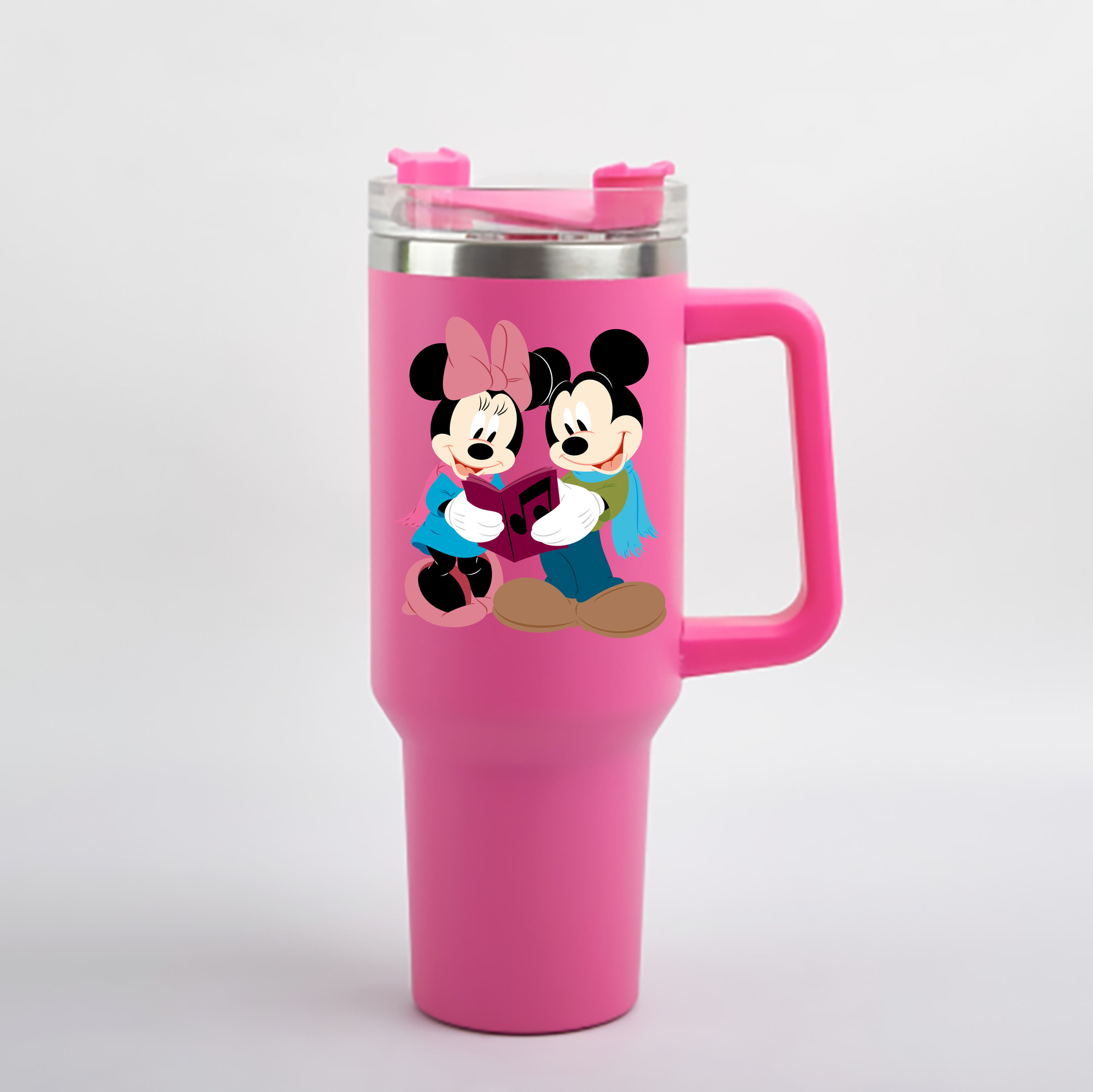 （画像用） ミッキーマウス Mickey Mouse 1200mL車用タンブラー - クリスタルステッカー（プラスチックストロー付き）